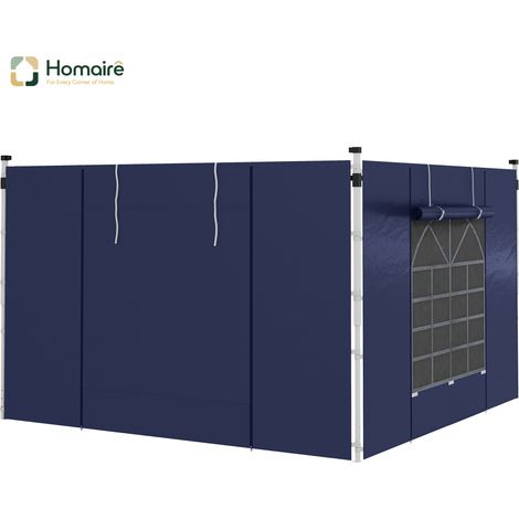 HOMAIRE 2 Ersatzseitenwände mit Fenster und Tür aus Oxford-Material in Blau für 3x3m und 3x6m Pavillon, ideal für Gartenpartys