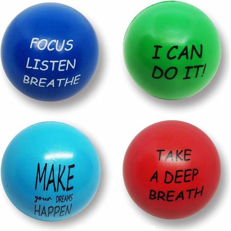 Stress Ball - 7 cm - Motivational Quote Design - Hand Exercise Tool for Stress Relief - Pack of 3 (1/5)