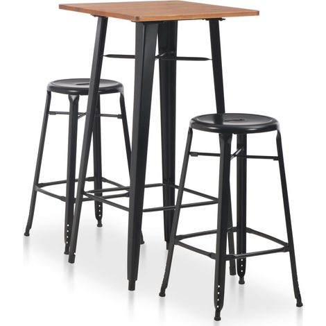 3-teiliges Bar-Set Stahl Schwarz