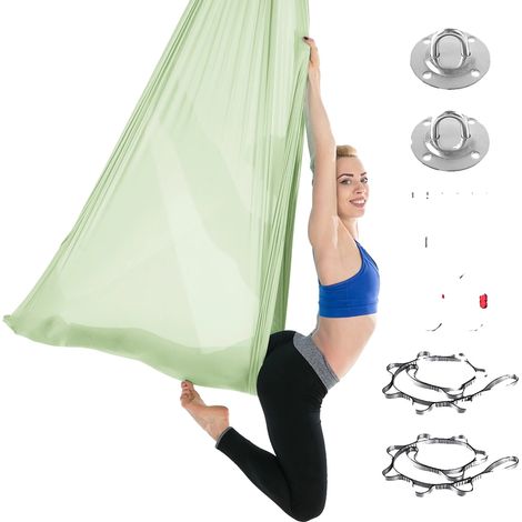 Hamaca de yoga aéreo, ejercicios de inversión, montaje portátil, verde (1/2)