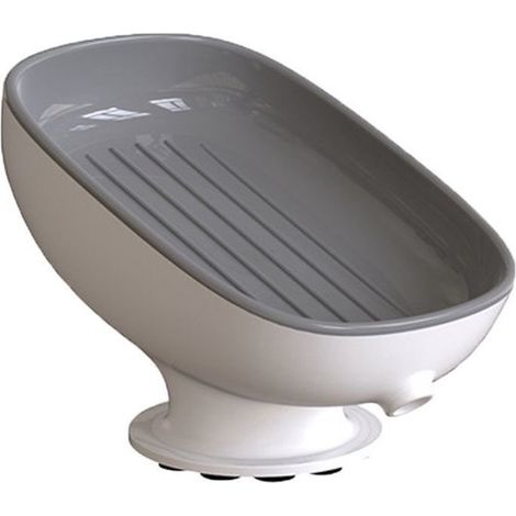 1 portasapone rimovibile - Portasapone da bagno ad angolazione regolabile con ventosa - Portasapone da bagno domestico senza foratura (grigio)