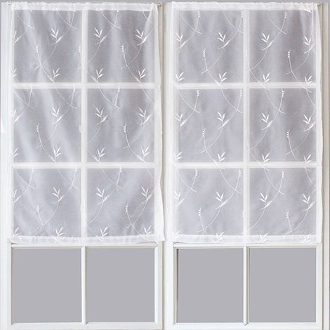 2 voiles base droite 60x120 cm EPITHEO voile brodé coloris BLANC