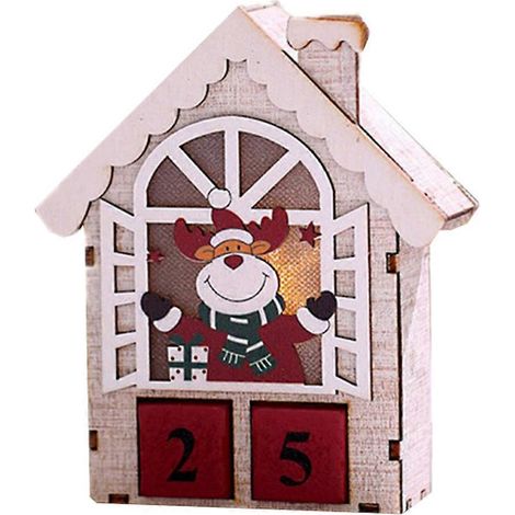 Calendrier de Noël stéréo en bois (1 pièce), sans piles.-13.5X11.5X3.5CM (1/3)