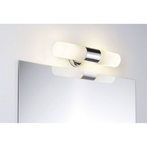 – Applique de salle de bain double E14 40W – IP44 pour zones humides – Métal chrome – Dimensions 33x10.5cm – Compatible LED et halogène - X50699 (1/5)