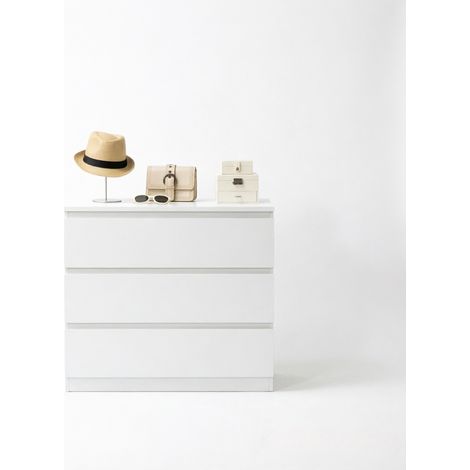 Cómoda de 3 cajones blanca de tablero aglomerado 80 x 39 x 73 cm HOMVRA (1/5)