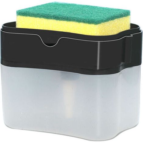 Distributeur automatique de savon en bouteille, pour liquide et éponge de cuisine(1 pièce, noir) (1/4)