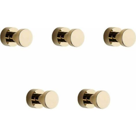 Gold Towel Hooks 5 Pack Metal Rustproof Robe and Coat Hooks, Adhesive or Wall Mount Hooks for Bathroom (1/5)