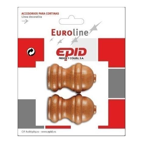 Terminal Barra Cortina 19Mm Madera Avell. Epid 2 Pz