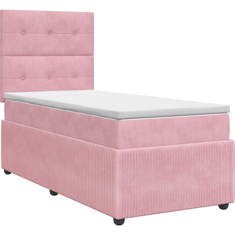 Cama box spring con colchón Rosa 100 x 200 cm Terciopelo vidaXL (1/5)
