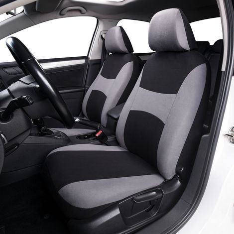 Universal car seat cover in polyester, two-tone plain fabric, interior accessories, protective cover (1/5)