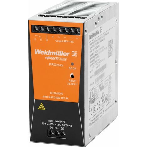 Weidmüller PRO MAX 240W 24V 10A Fuente de alimentación, fuente de alimentación conmutada, 24 V, 1478130000