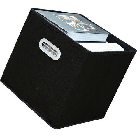 Cubes de rangement en tissu de 28 cm avec poignées, grandes boîtes pliantes, paniers et contenants pour placard, noirs (1/5)