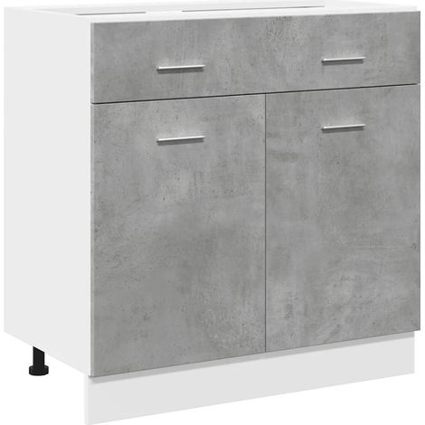 Mueble de cocina moderno con cajones 80 x 46 x 81,5 cm diseño limpio almacenamiento en madera de ingeniería gris hormigón 020050745 (1/5)