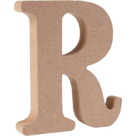 MINKUROW Lettre décorative en bois (R) Couleur naturelle 26 lettres alphabet optionnel pour décoration prénom enfant, mariage, anniversaire, chambre et maison (1/5)