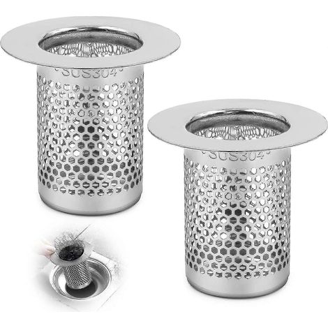 Lot de 2 crépines de douche/évier 5 cm en acier inoxydable pour cuisine, salle de bain et balcon (1/5)