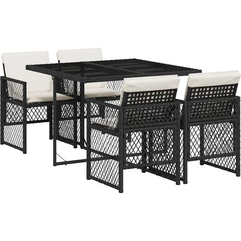 Maison Exclusive - 5-tlg. Garten-Essgruppe mit Kissen Schwarz Pol