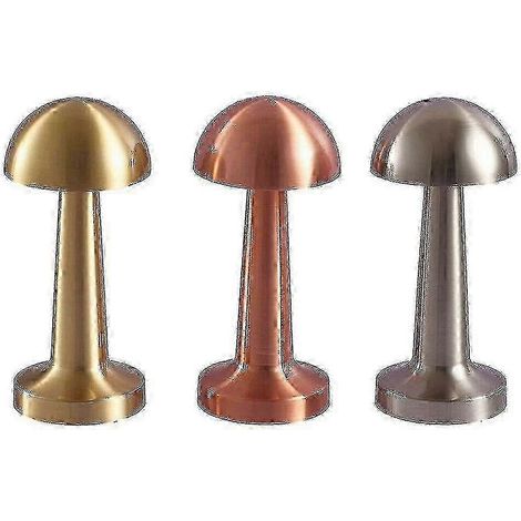 Lampe de table LED rechargeable à capteur tactile, idéale pour chambre, restaurant ou bar (couleur champignon argenté) (1/5)