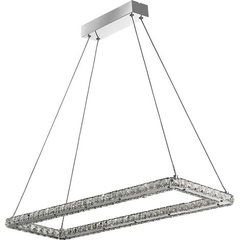 Searchlight Clover Lampada a sospensione rettangolare cromata, vetro trasparente (1/5)