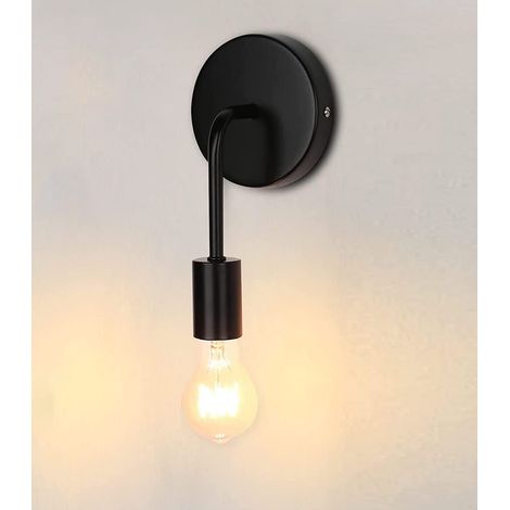 Lámpara de Pared Edison Retro Industrial de Metal Iluminación de Pared E27 para Salón, Pasillo, Dormitorio, Bar, Restaurante, Café(Negro) (1/5)
