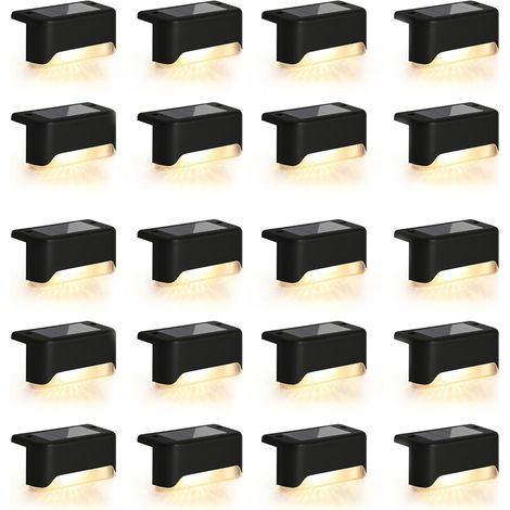 Applique Solaire - Éclairage Extérieur Étanche - Pour Clôture Mur Portail - Blanc Chaud - Installation Facile - Lot de 8