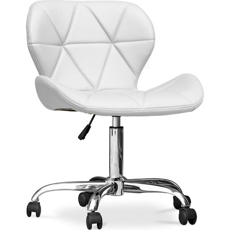 Sedia da ufficio con ruote - Sedia da scrivania girevole - Rivestita in similpelle - Wito Bianco (1/5)