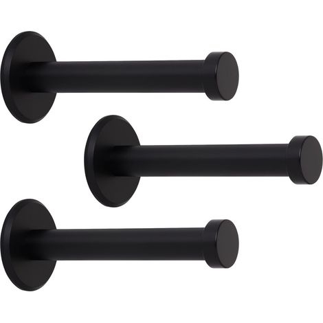 SOTECH Garderobenhaken TALEA (Ø 10 / 15 mm) Edelstahl massiv inkl. Befestigungsmaterial, schwarz eloxiert (Länge 70 mm, Gesamtlänge 73 mm), 3 x Wandhaken