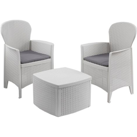 MAURY'S SALOTTO MANUEL DA GIARDINO CON CUSCINI 3 PZ BIANCO (1/10)