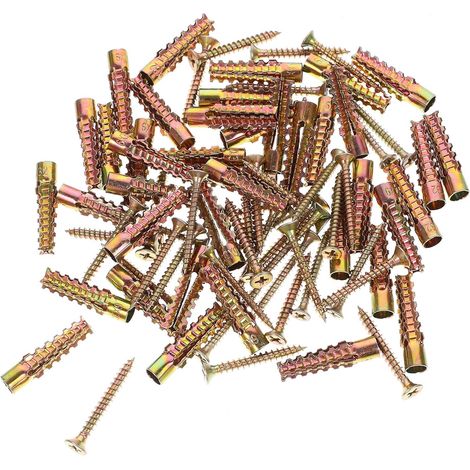 40 Ensembles Kit D'ancrages à Vis en Acier pour Murs Creux et Béton, Résistant la Rouille, pour Cloisons Sèches, Fixation Solide et Robuste Couleur Aléatoire (1/5)