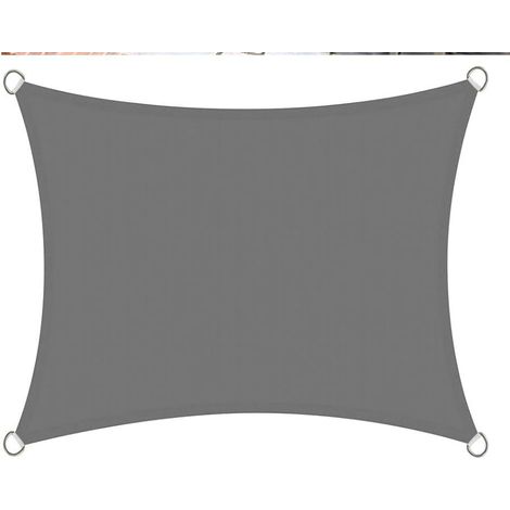 Voiles Ombrages Rectangulaire Imperméable Toiles D'ombrages UV Cordons 2x4m bache ombrage exterieur - gris (1/5)