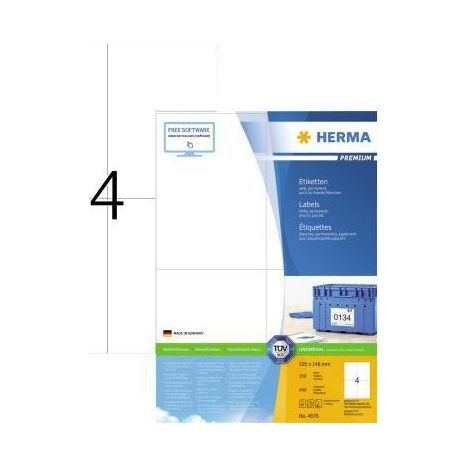 Universaletikett PREMIUM 105 x 148 mm (B x H) nicht wieder ablösbar Papier weiß 400 Etik./Pack. (1/4)