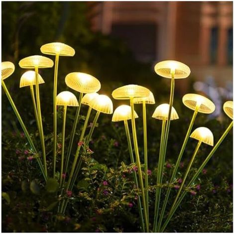 Bardusch - 2 Pièces Lampes Solaires Exterieures Jardin, 8 LED lumière Méduse Extérieure Solaire Lucioles, Balancer Lumière Solaires pour Jardin Extérieur, Patio, Arbustes, Blanc Chaud