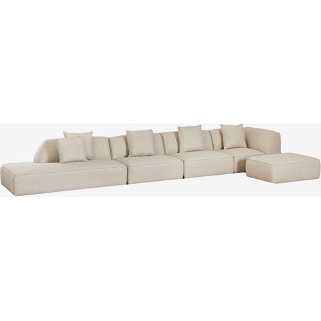 Divano angolare componibile Cardea 4 pezzi con chaise longue sinistra e pouf imbottito SKLUM            