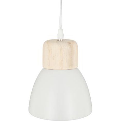 Suspension design en métal et bois coloris blanc - Dim : D.15 x H.17 cm -PEGANE- (1/3)