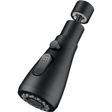 Aireador para grifo, grifo telescópico giratorio de 360°, apto para fregaderos de cocina y baño, empaquetado individualmente, color negro. (1/4)