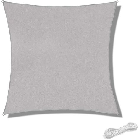 Ineasicer Voile d'ombrage 2x2m Auvent Résistante aux Imperméable pour Patio & Terrasse Jardin de Protection Solaire 90% Une Protection des Rayons UV avec Corde Libre Carré Gris (1/5)