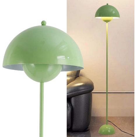 ALPINALUZ Lámpara de Pie de Diseño Nórdico Clásico on Pantalla y base Parabólica Casquillo E27 para Salón Comedor Dormitorio Verde (1/5)