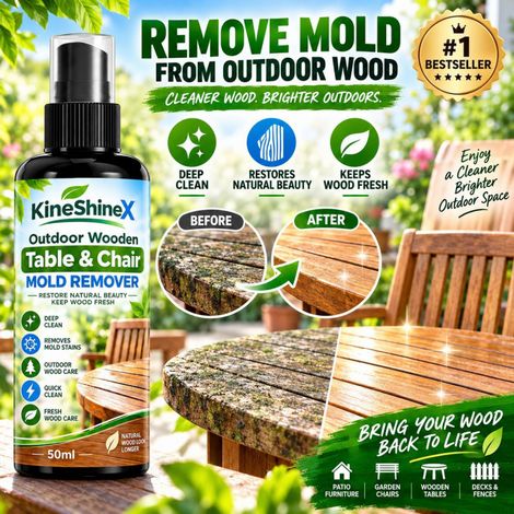 KineShineX Schimmelentferner und Reinigungsspray für Holzmöbel im Außenbereich (1/5)