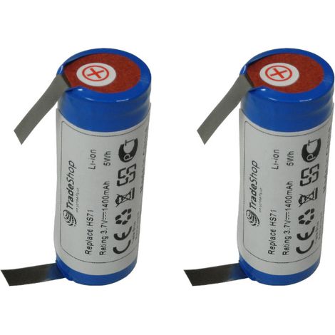 2x Trade-Shop Li-Ion Akku 3,6V/3,7V 1400mAh kompatibel mit Wella Xpert HS71, HS71 Profi, HS75, Carvis HS75 Haarschneider ersetzt 1/UR18500L, 1531582