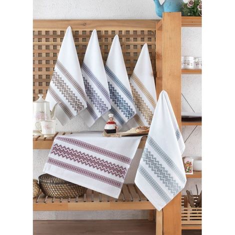 Serviettes mains AUCUNE 6 pièces 40 x 60 cm Multicolore (Blanc, Marron, Jaune, Bleu, Violet, Gris) (1/4)