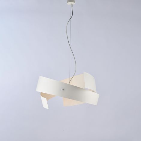 Elisa Suspension En Fer Découpé Laser Laqué Blanc Avec Câble Acier Réglable 3 Lumières 128 D.57 Bl226-3-Bco