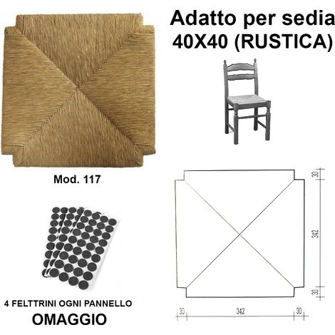 Sedili ricambio paglia  117  sedile seduta ricambio per sedie telaio fondo per sedie impagliate feltrini omaggio erba palustre