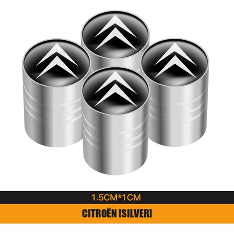 (Argent) 4 bouchons de valve de pneu en métal compatibles avec C4, C3, C5, C1, C2, Berlingo, C-Elysée, C4 Picasso, C4 Aircross, Saxo et Grand (1/5)