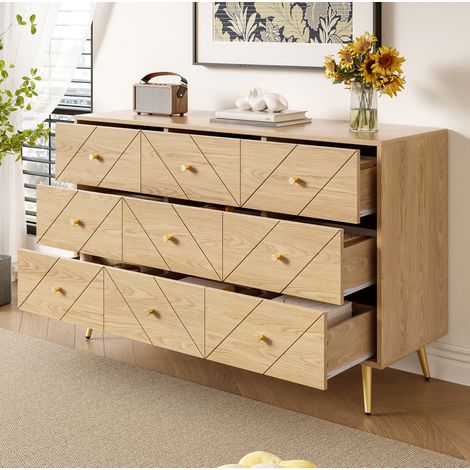 mobile contenitore 120x39x80 9 cassetti naturale legno OKMYHOME (1/5)