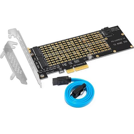 PCIe-zu-M.2-NVMe-Key-M-NGFF-Key-B-Adapter mit SATA-3.0-Kabel für 2230-, 2242-, 2260-, 2280- und 22110-SSDs auf PCIe-Karte (1/5)