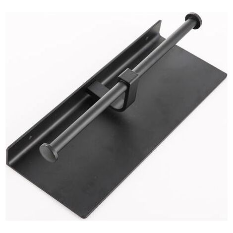 Porte-rouleau de papier toilette sans perçage avec support pour téléphone portable, support mural double pour salle de bain (noir) (1/4)