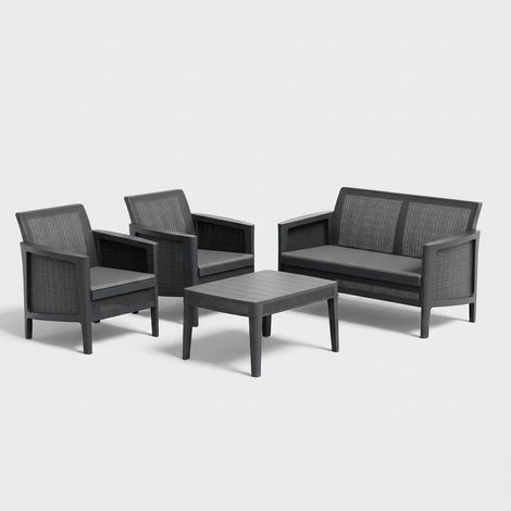 Keter Set Salotto da Giardino Atlas Finitura Juta Grafite con Cuscini (1/2)