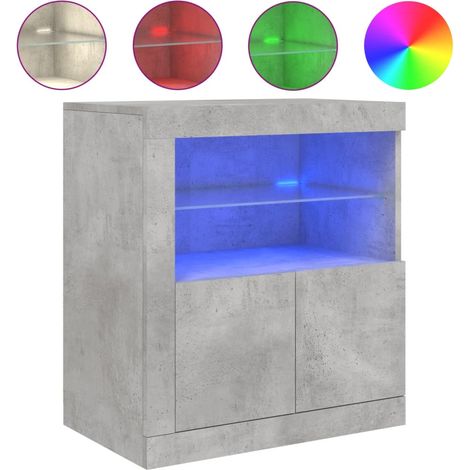 Maison Exclusive - Aparador con luces LED gris hormigón 60,5x37x6 (1/5)