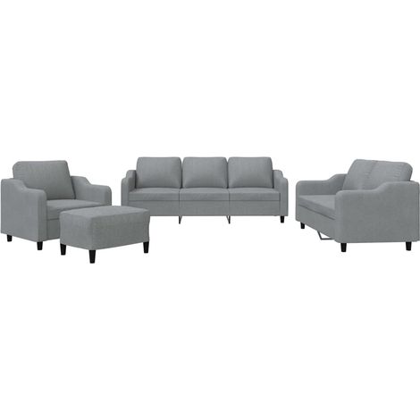Ensemble de Canapé  Sofas 4 pcs avec coussins Gris clair Tissu (1/5)