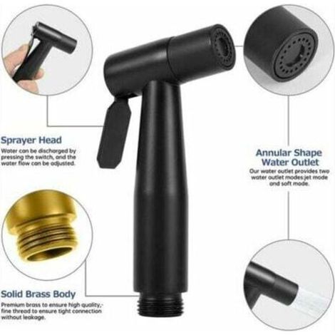Douchette Toilette,Douchette WC Kit Complet Noir,Kit Douchette WC,Pulvérisateur Pour l'hygiène Personnelle Quotidienne,Pomme de Douche Toilette avec Tuyau, noir,700g