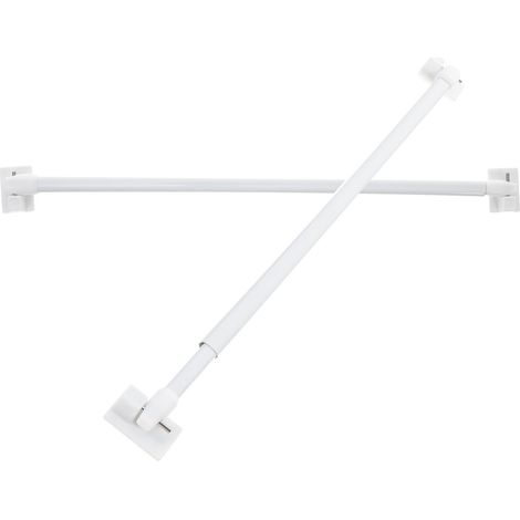 2 Pcs Tringle à tension, rideau, plastique, réglable, blanc, sans perçage, chambre (1/5)